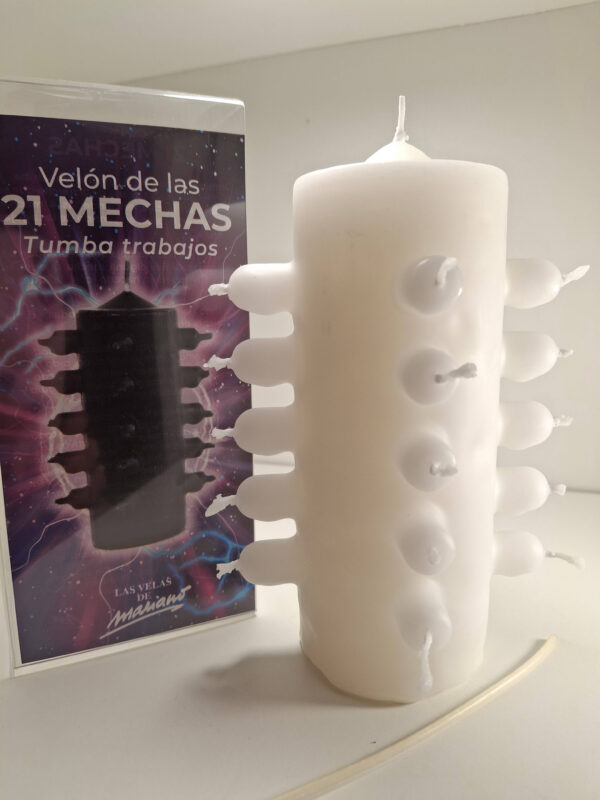 Velón 21 mechas Blanco - Para romper bloqueos y trabajos energéticos