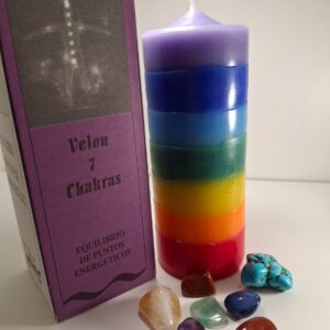 Velón de 7 colores con Oración para equilibrar los Chakras