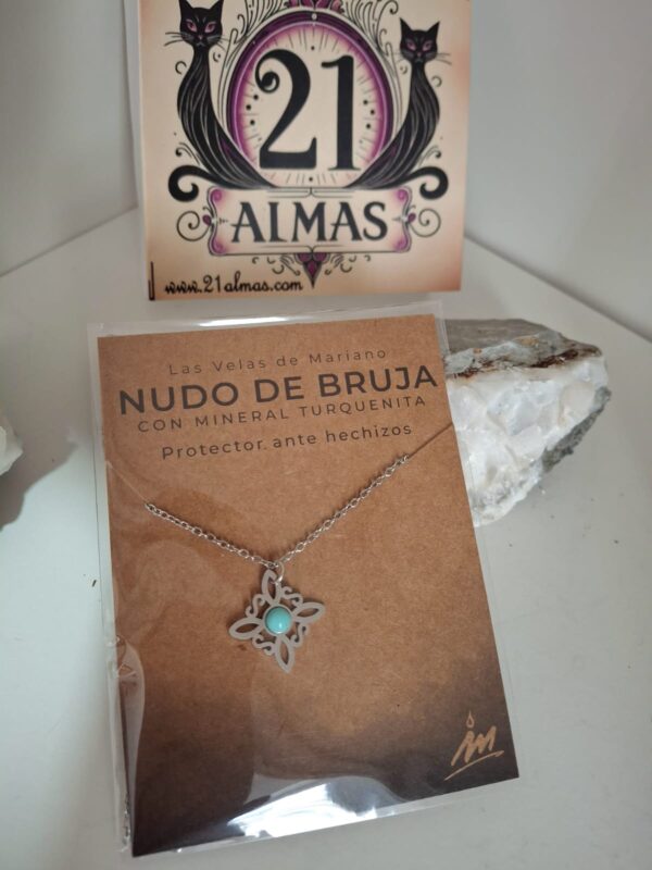 Collar nudo de bruja con mineral Turquenita