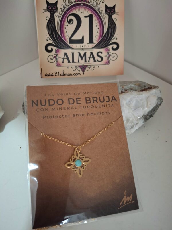 Collar nudo de Bruja con mineral Turquenita