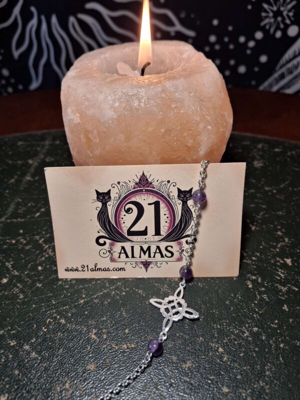 Pulsera nudo de bruja con piedras de Amatista